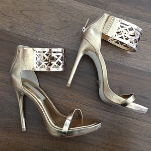 BCBG MAXAZRIA gold heels